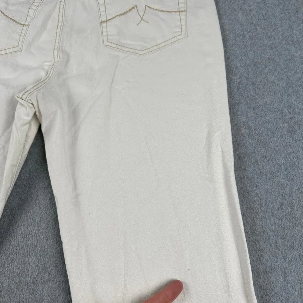 Jeanstar Women White Flare Jeans Mercury Bedazzled Size 12 Bootcut‎ Casual